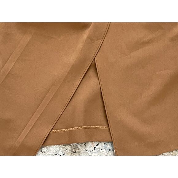 Modelivree Faux Wrap Midi Skirt Caramel Brown Size Large - Picture 5 of 8